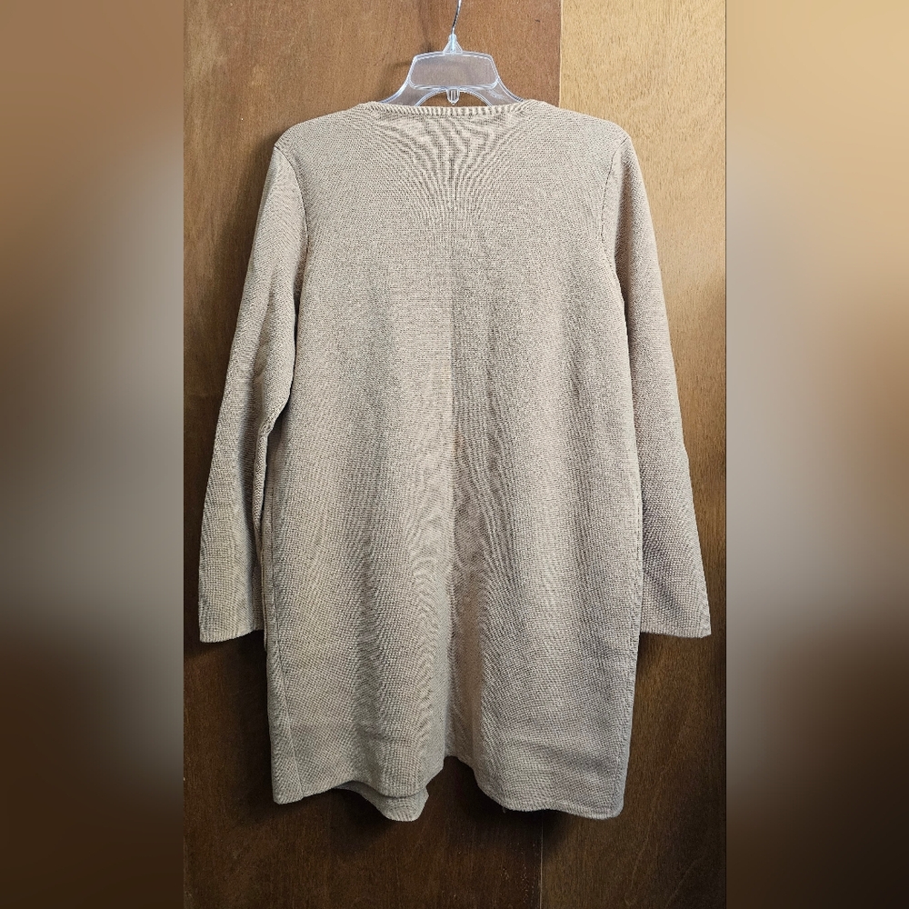 J. CREW 365 Womens Long Sleeve Open Front Cardigan Sweater Duster Beige Medium - Picture 8 of 8